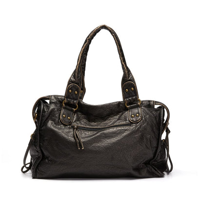 Elysian™ | Vintage Leather Black Handbag