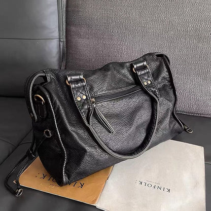 Elysian™ | Vintage Leather Black Handbag