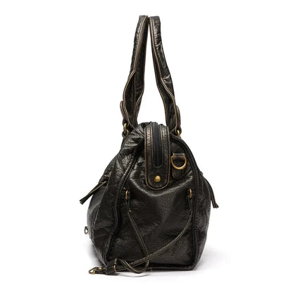 Elysian™ | Vintage Leather Black Handbag