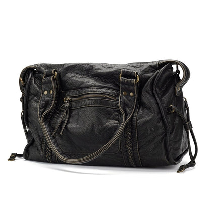 Elysian™ | Vintage Leather Black Handbag