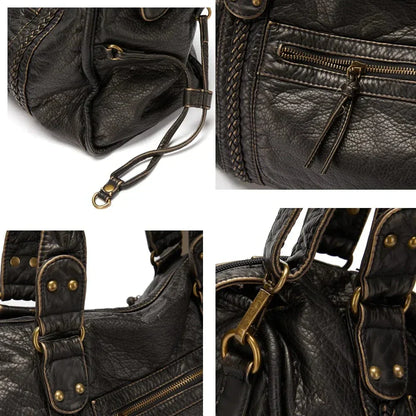 Elysian™ | Vintage Leather Black Handbag
