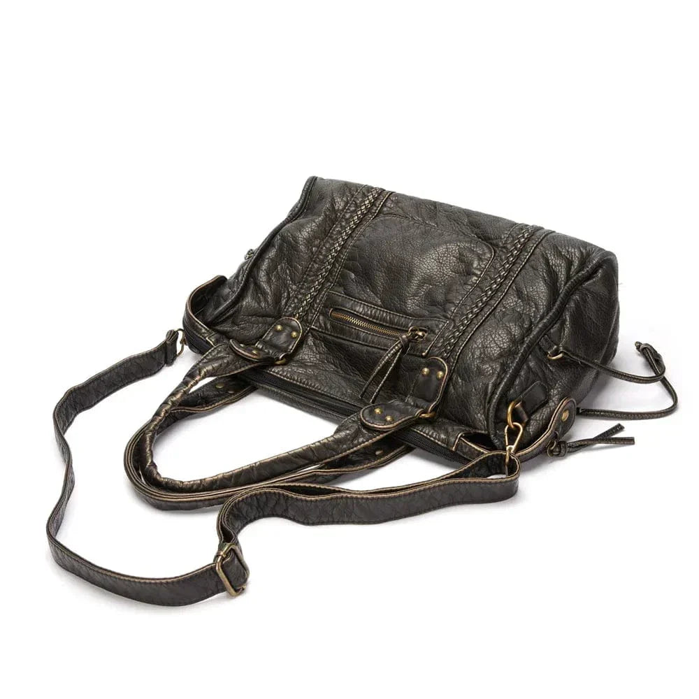 Elysian™ | Vintage Leather Black Handbag