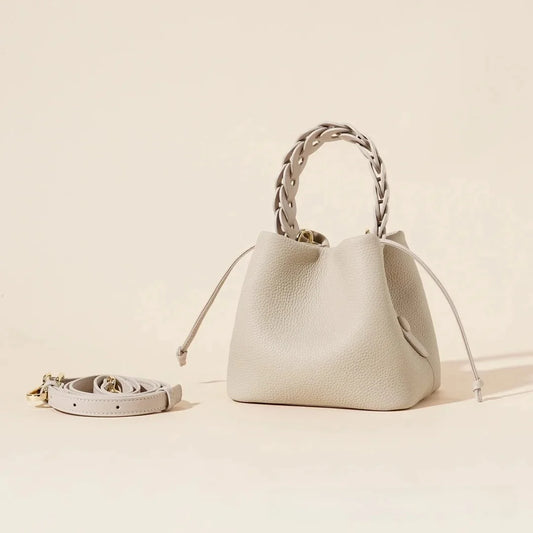 Simona™ | Small Leather Reptile Taupe Bag