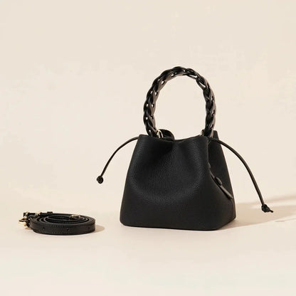 Simona™ | Small Leather Reptile Taupe Bag